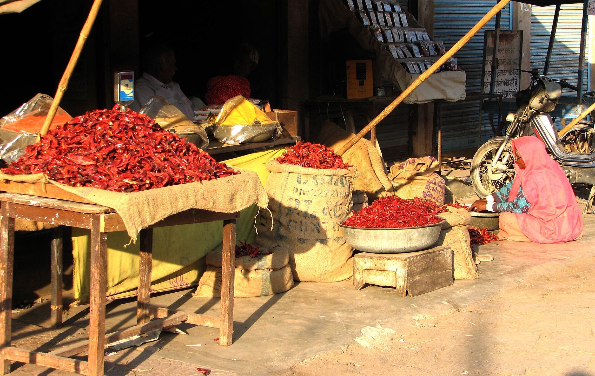 Red chillies drying in the sun